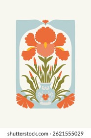 Floral abstract elements. Botanical composition. Modern trendy Matisse minimal style. Floral poster, invite. Vector arrangements for greeting card or invitation design