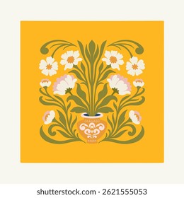 Floral abstract elements. Botanical composition. Modern trendy Matisse minimal style. Floral poster, invite. Vector arrangements for greeting card or invitation design