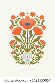 Floral abstract elements. Botanical composition. Modern trendy Matisse minimal style. Floral poster, invite. Vector arrangements for greeting card or invitation design