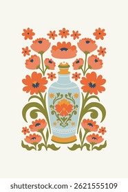 Floral abstract elements. Botanical composition. Modern trendy Matisse minimal style. Floral poster, invite. Vector arrangements for greeting card or invitation design