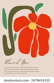 Floral abstract elements. Modern botanical background for poster, greeting card or invitation design