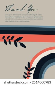 Floral abstract elements. Modern botanical background for poster, greeting card or invitation design