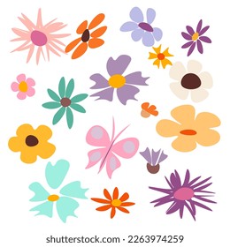 Floral abstract elements. Palm leaves abstract shapes. FloralBotanical composition. Modern trendy Matisse minimal style. Floral poster, invite.