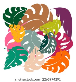 Floral abstract elements. Palm leaves abstract shapes. FloralBotanical composition. Modern trendy Matisse minimal style. Floral poster, invite.