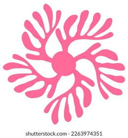 Elementos abstractos florales. La palma deja formas abstractas. Composición floralBotánica. Moderna moda Matisse minimalista. Afiche floral, invitación.