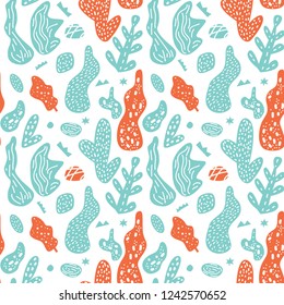 Floral abstract elements seamless pattern. Vector illustration. For poster, print, nursery, greeting  card, banner, labels, book illustrations, packaging design, Wallpaper