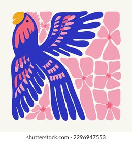 Floral abstract elements. Tropical Botanical composition. Modern trendy Matisse minimal style. Floral poster, invite. Vector arrangements for greeting card or invitation design