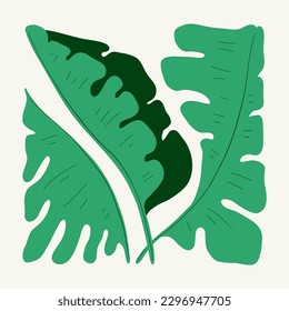Floral abstract elements. Tropical Botanical composition. Modern trendy Matisse minimal style. Floral poster, invite. Vector arrangements for greeting card or invitation design