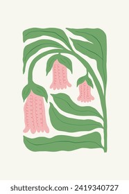 Floral abstract elements. Tropical Botanical composition. Modern trendy Matisse minimal style. Floral poster, invite. Vector arrangements for greeting card or invitation design