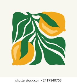 Floral abstract elements. Tropical Botanical composition. Modern trendy Matisse minimal style. Floral poster, invite. Vector arrangements for greeting card or invitation design