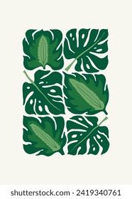 Floral abstract elements. Tropical Botanical composition. Modern trendy Matisse minimal style. Floral poster, invite. Vector arrangements for greeting card or invitation design