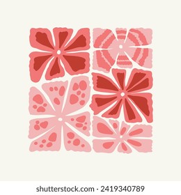 Floral abstract elements. Tropical Botanical composition. Modern trendy Matisse minimal style. Floral poster, invite. Vector arrangements for greeting card or invitation design