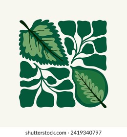 Floral abstract elements. Tropical Botanical composition. Modern trendy Matisse minimal style. Floral poster, invite. Vector arrangements for greeting card or invitation design