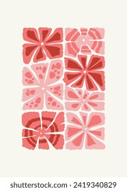 Floral abstract elements. Tropical Botanical composition. Modern trendy Matisse minimal style. Floral poster, invite. Vector arrangements for greeting card or invitation design
