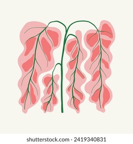Floral abstract elements. Tropical Botanical composition. Modern trendy Matisse minimal style. Floral poster, invite. Vector arrangements for greeting card or invitation design