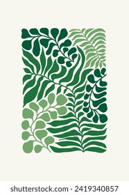 Floral abstract elements. Tropical Botanical composition. Modern trendy Matisse minimal style. Floral poster, invite. Vector arrangements for greeting card or invitation design