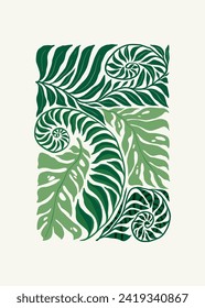 Floral abstract elements. Tropical Botanical composition. Modern trendy Matisse minimal style. Floral poster, invite. Vector arrangements for greeting card or invitation design