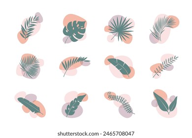 Floral abstract elements. Tropical Botanical composition.