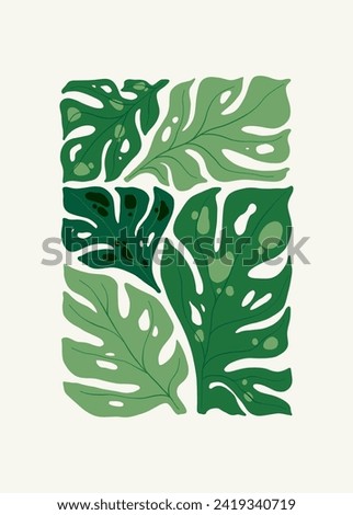 Floral abstract elements. Tropical Botanical composition. Modern trendy Matisse minimal style. Floral poster, invite. Vector arrangements for greeting card or invitation design