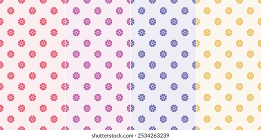 Conjunto de diseño de patrón de flores abstractas florales. Pequeñas flores aisladas sobre un fondo colorido. Lindo patrón floral sin fisuras. Ilustración gráfica plana simple. Textura. Ilustración vectorial