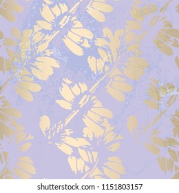 Floral abstract foil gold blush patina background. Chic trendy print with botanical motifs