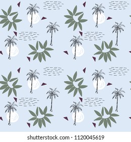Padrão geométrico floral abstrato sem costura com palma