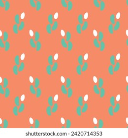 Formas geométricas abstractas florales, patrón vectorial sin fisuras. Naranja, verde