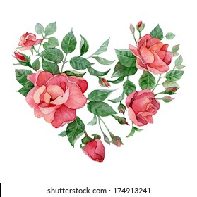 Floral abstract heart of roses