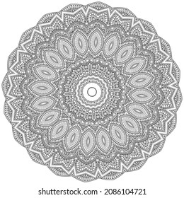 Floral Abstract Mandala Coloring Book Page Black White Circle Pattern Ornament Vintage Art Design texture