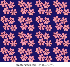 
Floral abstract ornament in pink color on blue background
