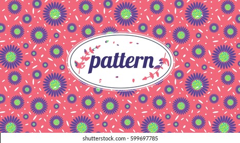 Floral abstract pattern for card. Seamless vector geometric color pattern background with flowers. Wallpaper fabric print. Fashionable decorative design.