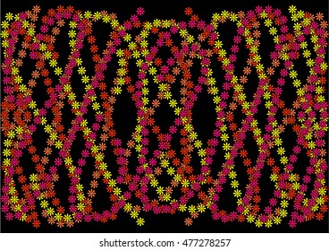 The floral abstract pattern on black