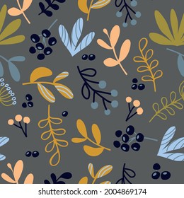 Floral abstract pattern on gray backgrownd. Vector design for various surfaces.