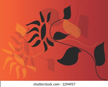 floral abstract pattern on a red graded background