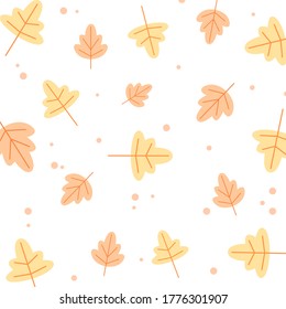 Floral abstract pattern in pastel colors. Leaves vector texture isolated on white background