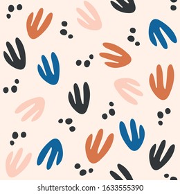 Floral abstract scandi style pattern. Tredy jumble and vector seamless texture