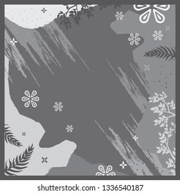 Floral abstract scarf pattern on monochrome color for hijab design