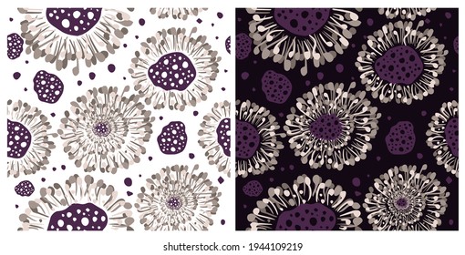 A floral abstract seamless background. Dark and light background. Vector illustration