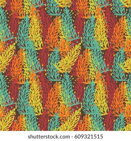 Floral abstract seamless pattern background with hand drawn elements