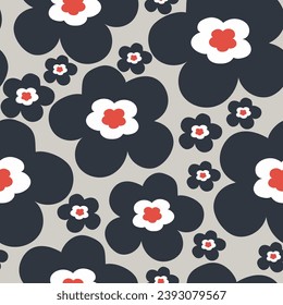 Floral abstract seamless pattern. Blooming meadow background. Creative floral design. Vector pattern for various surface. Flower abstract pattern. Botanical colorful background.