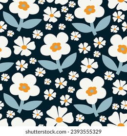 Patrón transparente abstracto floral. Fondo de prado floreciente. Diseño floral creativo. Patrón floral sin costuras. Fondo botánico. Patrón vectorial para varias superficies.