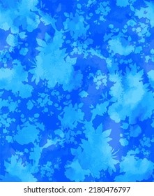 floral abstract seamless pattern in blue.  Watercolor seamless abstract background of flowers.