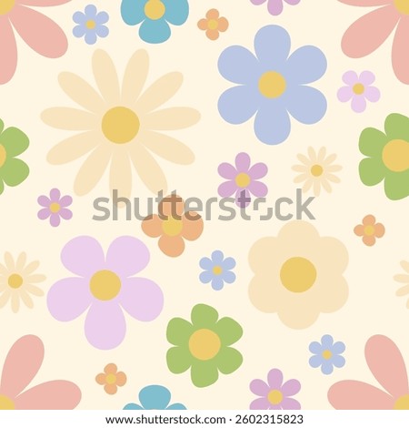 Floral abstract seamless pattern. Cartoon flat design