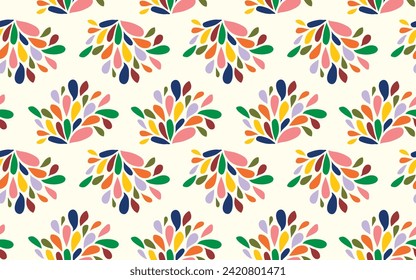 Floral abstract seamless pattern colorful shapes vector texture design ornate decor ornamental decorative for textile fabric paper print new 2024 background