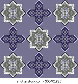 Floral abstract seamless pattern from decorative ethnic ornament elements .  Persian (Iranian) or Moroccan (Morocco) texture (background) for packing, textile, interior, web design.
