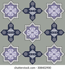Floral abstract seamless pattern from decorative ethnic ornament elements .  Persian (Iranian) or Moroccan (Morocco) texture (background) for packing, textile, interior, web design.