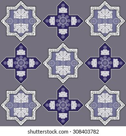 Floral abstract seamless pattern from decorative ethnic ornament elements .  Persian (Iranian) or Moroccan (Morocco) texture (background) for packing, textile, interior, web design.