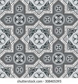 Floral abstract seamless pattern from decorative ethnic ornament elements .  Persian (Iranian) or Moroccan (Morocco) texture (background) for packing, textile, interior, web design.