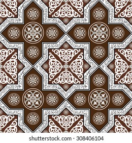 Floral abstract seamless pattern from decorative ethnic ornament elements .  
Persian (Iranian) or Moroccan (Morocco) texture (background) for packing, textile, interior, web design.
