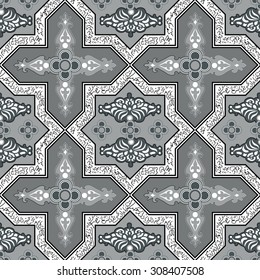 Floral abstract seamless pattern from decorative ethnic ornament elements .  Persian (Iranian) or Moroccan (Morocco) texture (background) for packing, textile, interior, web design.